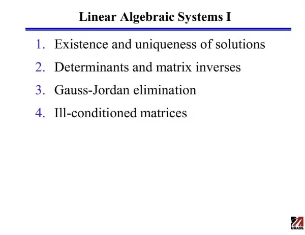 linear algebraic systems i