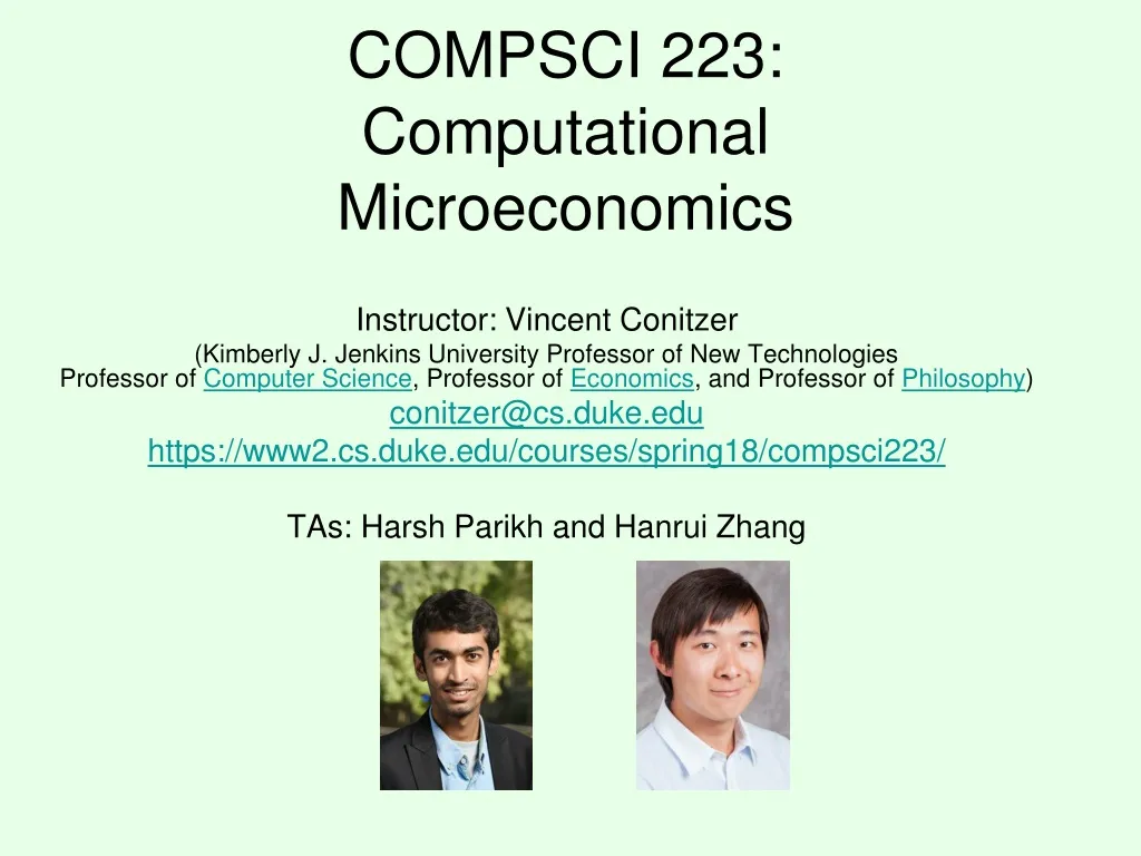 compsci 223 computational microeconomics