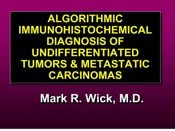 algorithmic immunohistochemical diagnosis of undifferentiated ...