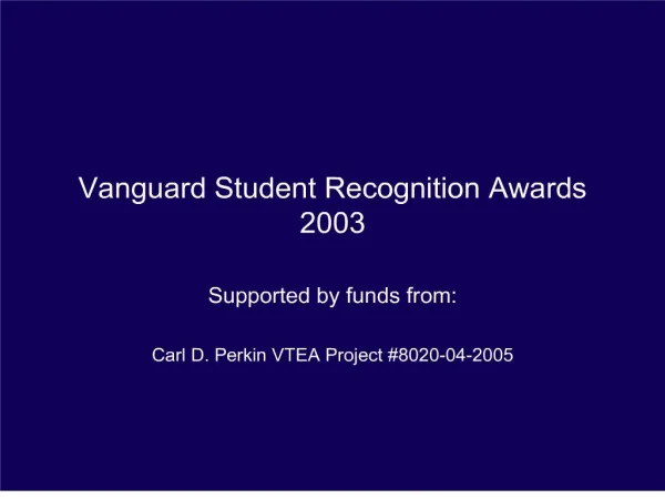 vanguard student recognition awards 2003