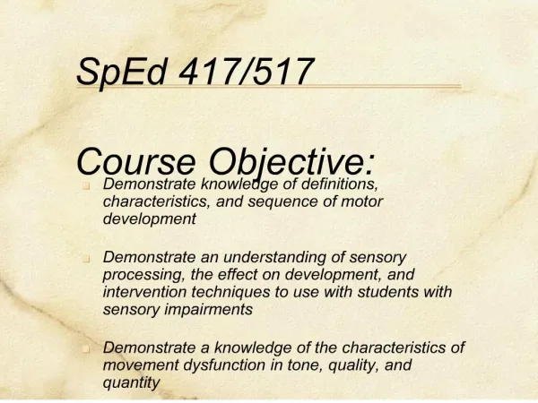 sped 417517 course objective: