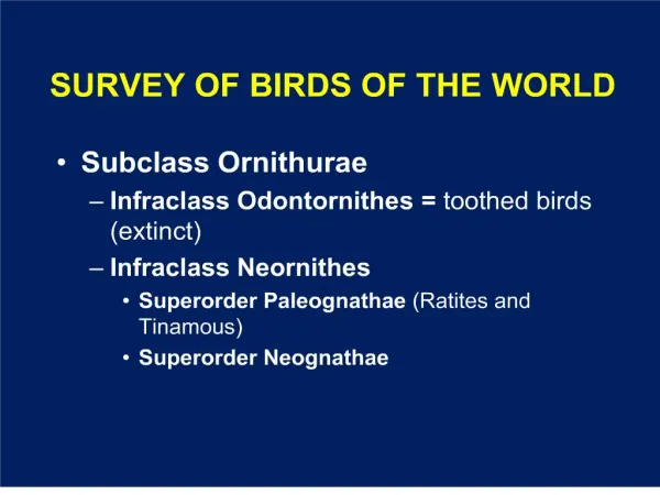 survey of birds of the world