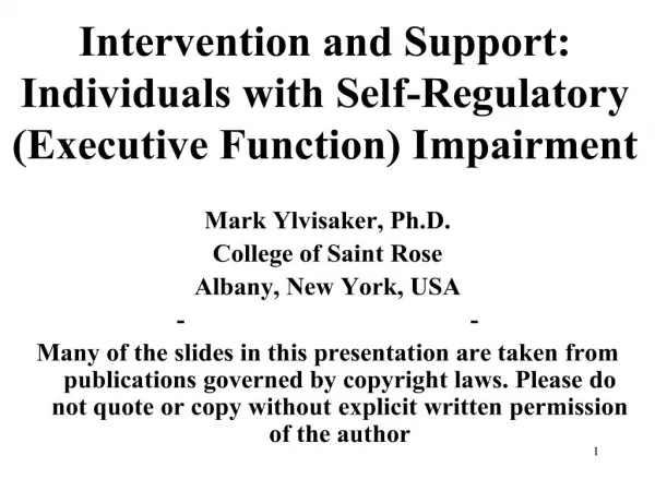intervention and support: individuals with self-regulatory executive function impairment