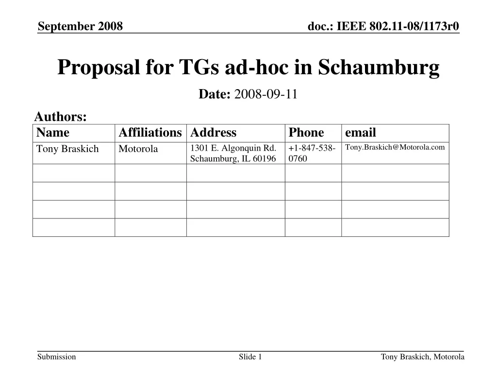 proposal for tgs ad hoc in schaumburg