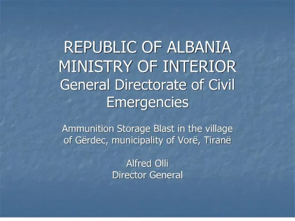 republic of albania ministry of interior general directorate of civil emergencies