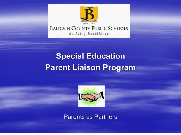 special education parent liaison program parents as partners