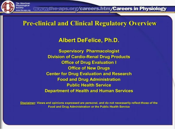 pre-clinical and clinical regulatory overview