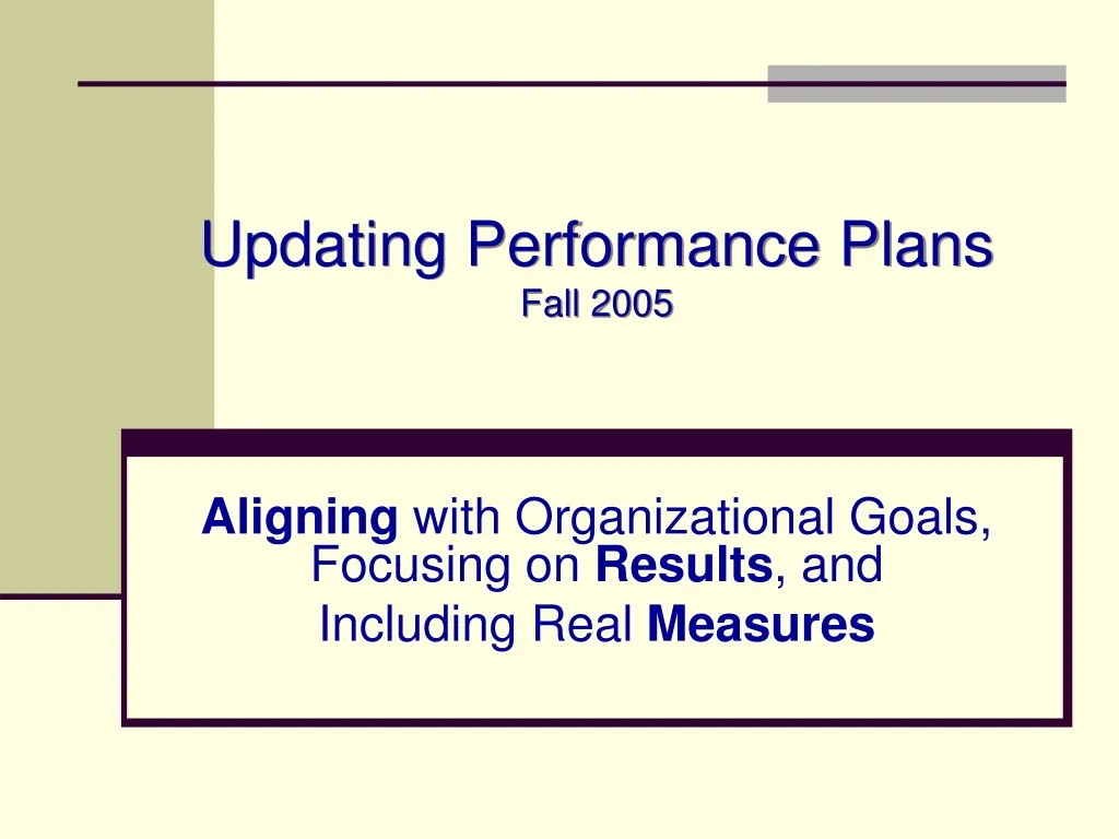 updating performance plans fall 2005