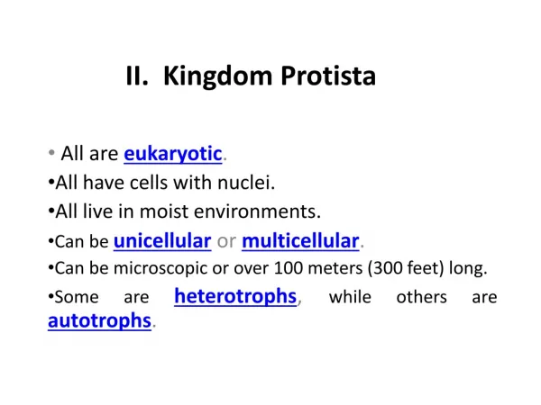 II. Kingdom Protista