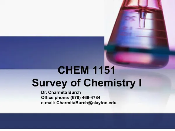 chem 1151 survey of chemistry i