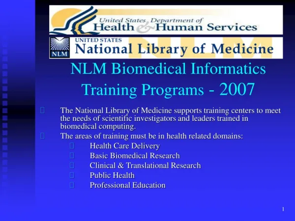 NLM Biomedical Informatics Training Programs - 2007