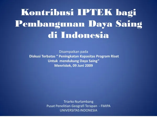 kontribusi iptek bagi pembangunan daya saing di indonesia