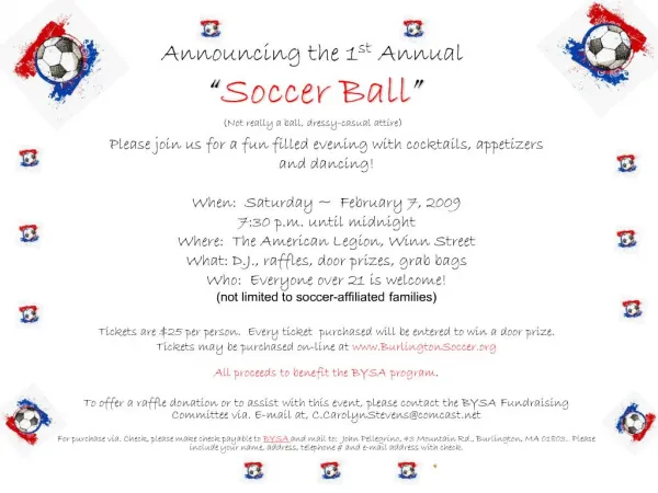announcing the 1st annual soccer ball not really a ball, dressy-casual attire