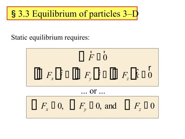 §3.3 Equilibrium of particles 3–D