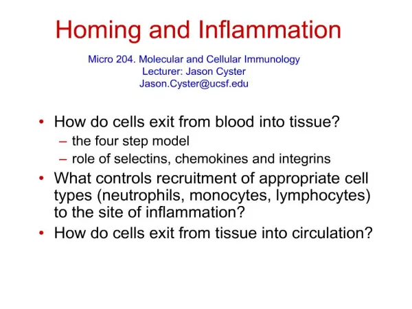 homing and inflammation
