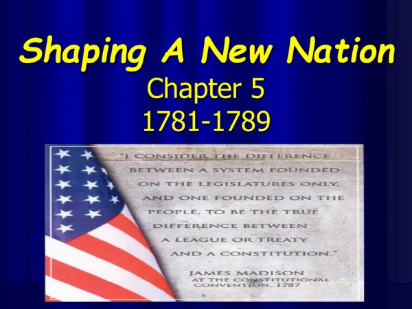 Shaping A New Nation Chapter 5 1781-1789