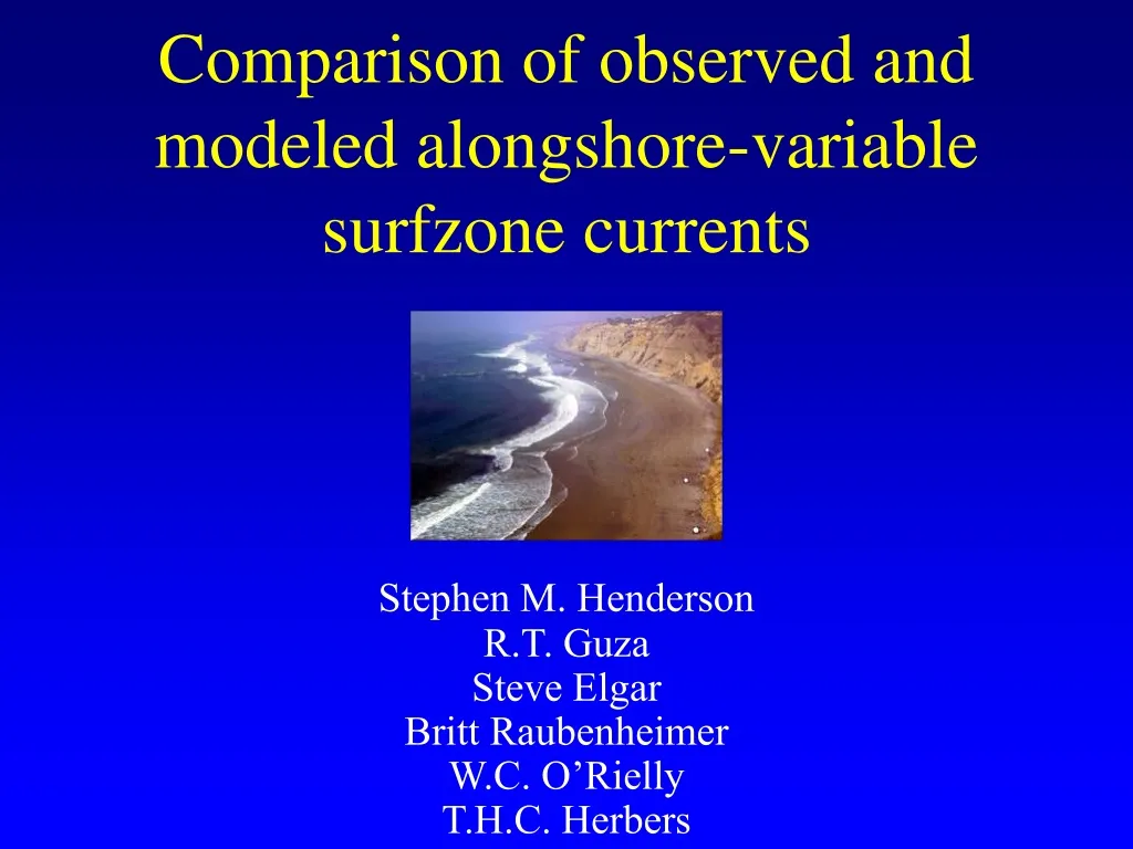 comparison of observed and modeled alongshore