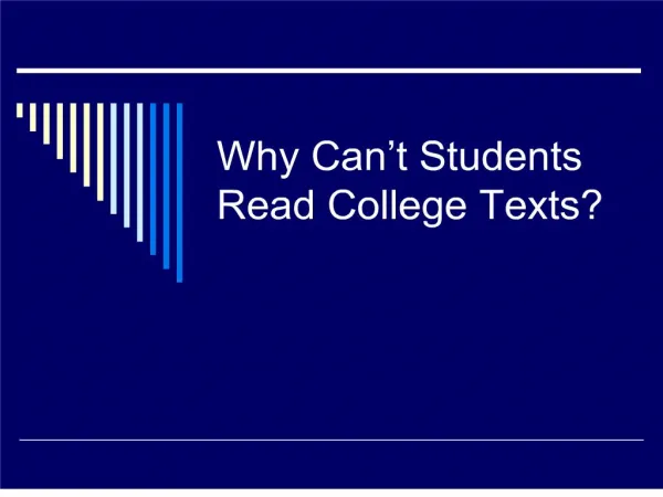 why can t students read college texts