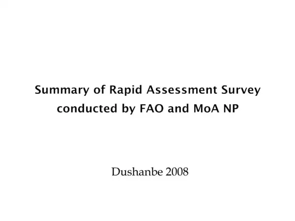 summary of rapid assessment survey conducted by fao and moa np