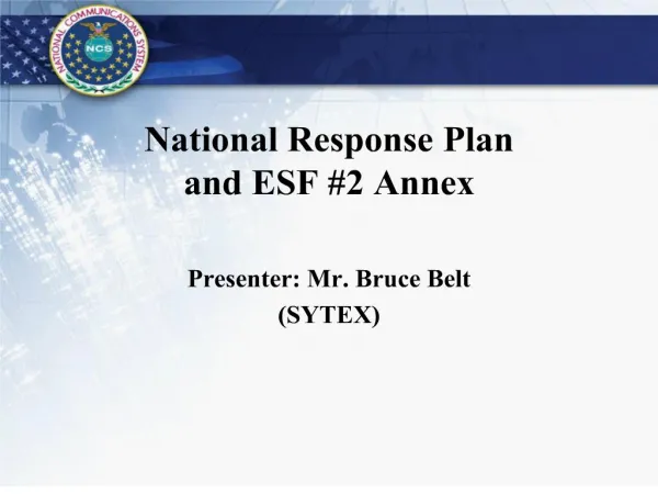 national response plan and esf 2 annex