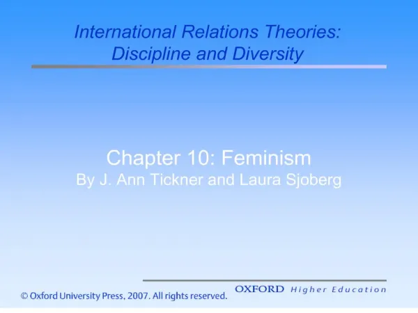 chapter 10: feminism by j. ann tickner and laura sjoberg