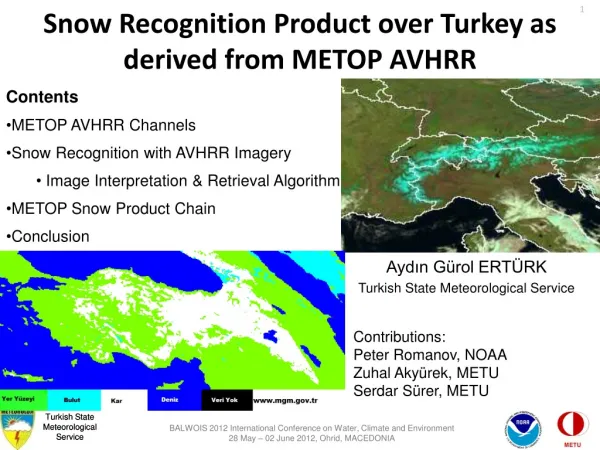 Snow Recognition Product over Turkey as derived from METOP AVHRR