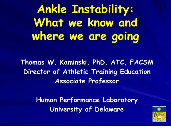 ankle instability: what we know and where we are going