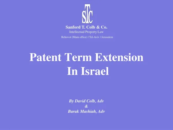 Patent Term Extension In Israel