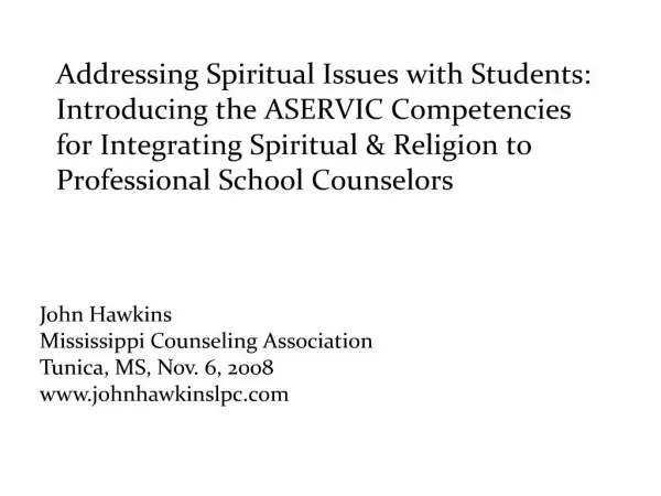 addressing spiritual issues with students: introducing the ...