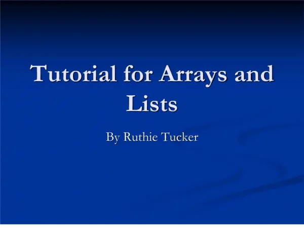 tutorial for arrays and lists