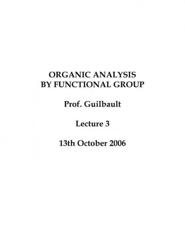 organic analysis by functional group prof. guilbault ...
