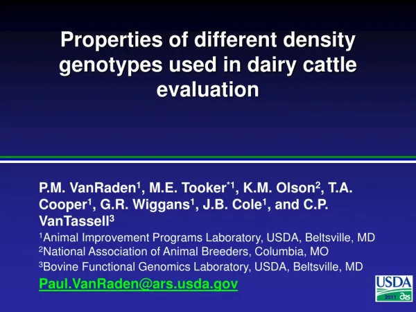 Properties of different density genotypes used in dairy cattle evaluation