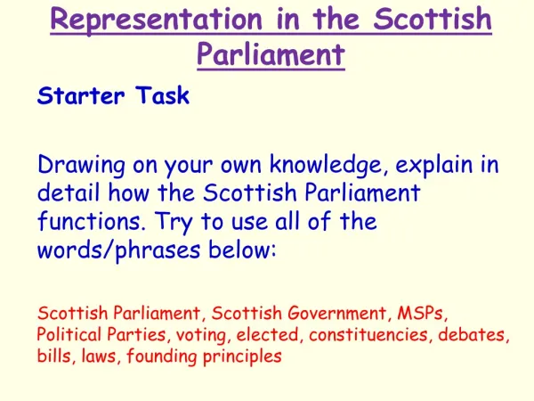 Representation in the Scottish Parliament