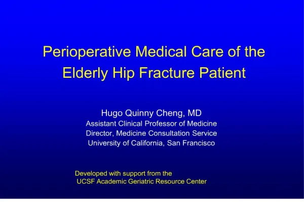 perioperative medical care of the elderly hip fracture patient