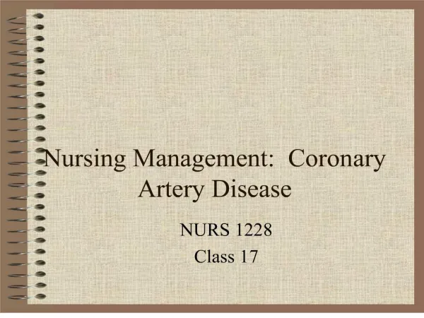 nursing management: coronary artery disease