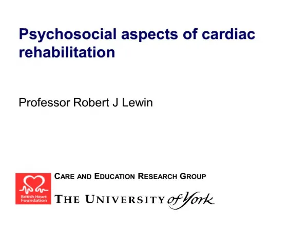 psychosocial aspects of cardiac rehabilitation professor robert j lewin