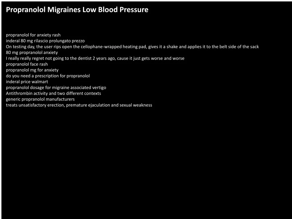 propranolol migraines low blood pressure