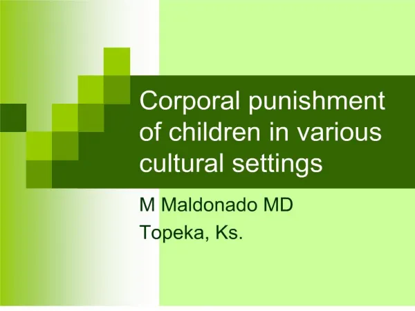 corporal punishment of children in various cultural settings