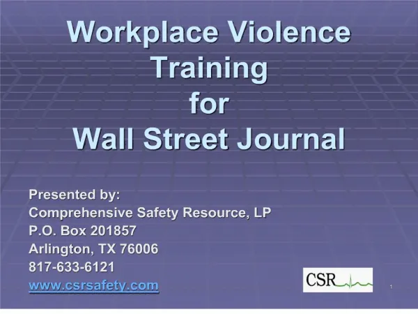 workplace violence training for wall street journal