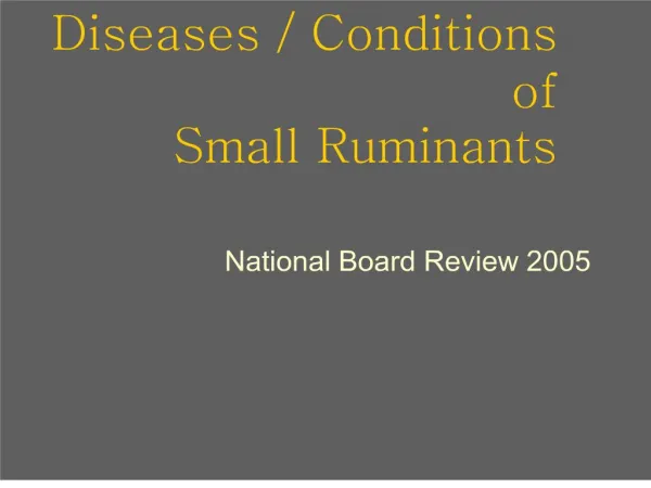 diseases conditions of small ruminants