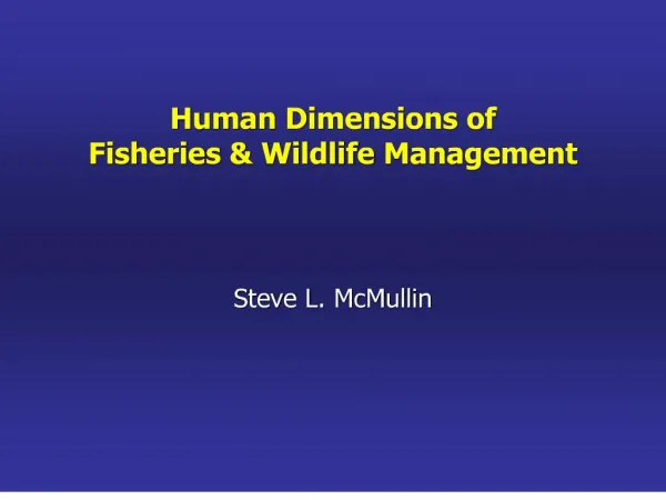 human dimensions of fisheries wildlife management