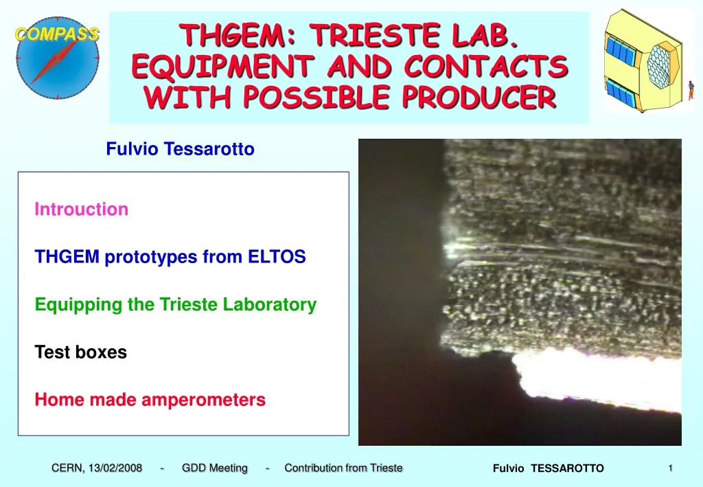 thgem trieste lab equipment and contacts with possible producer