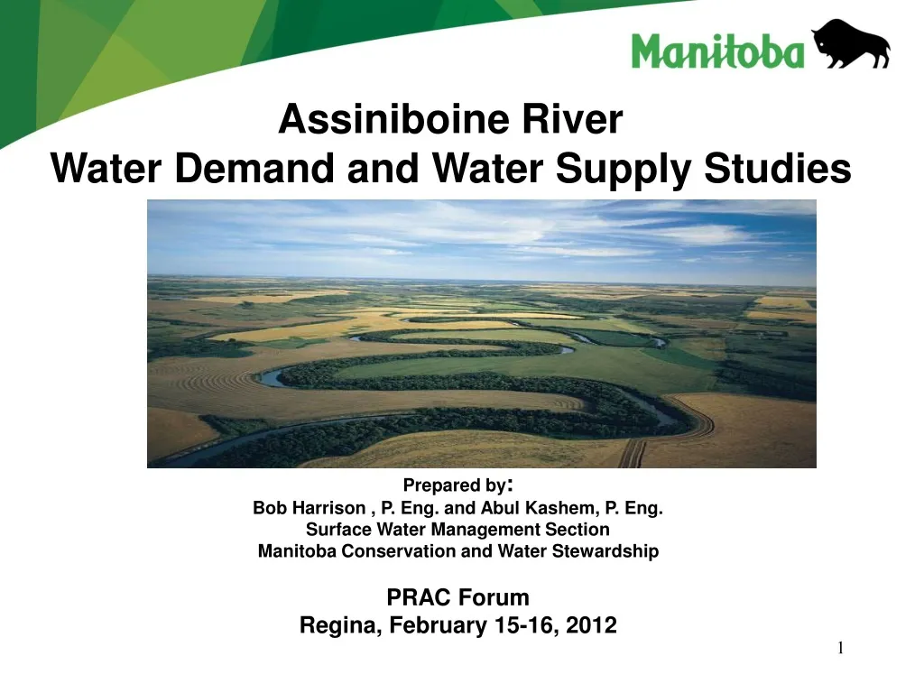assiniboine river water demand and water supply