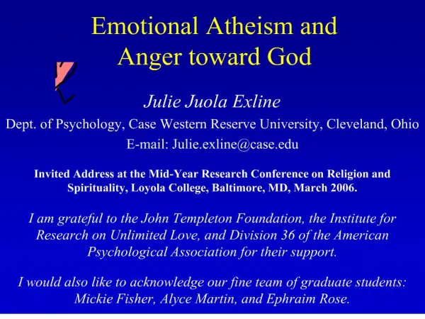 emotional atheism and anger toward god
