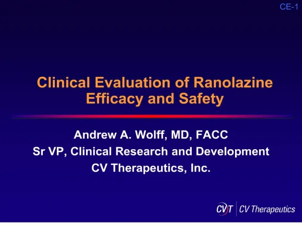 clinical evaluation of ranolazine efficacy and safety