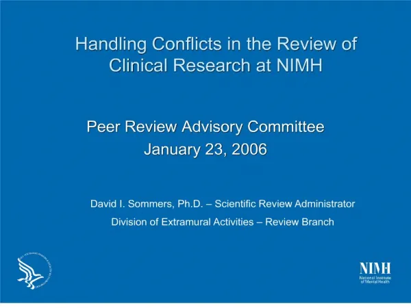 handling conflicts in the review of clinical research at nimh