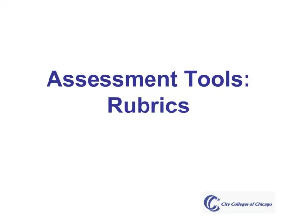 assessment tools: rubrics