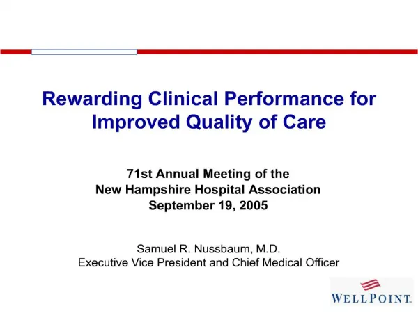 rewarding clinical performance for improved quality of care