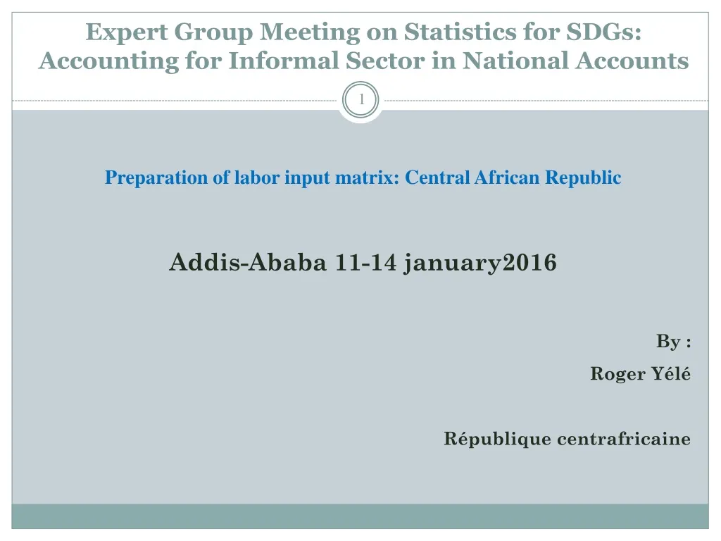 expert group meeting on statistics for sdgs accounting for informal sector in national accounts