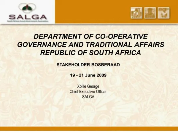 department of co-operative governance and traditional affairs republic of south africa